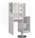 Vicco Kaptafel set met kruk Sherry, Wit/Wit Hoogglans, 89.8 cm met spiegel en kruk