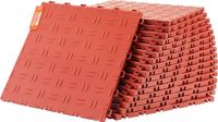 VEVOR Garagevloerbeslag 305 X 305 X 13,4 Mm Set Van 50 IndustriëLe Vloer Antislip Dubbelzijdige Structuur Garagevloer voor Garages Kelders Reparatiewerkplaatsen Rood