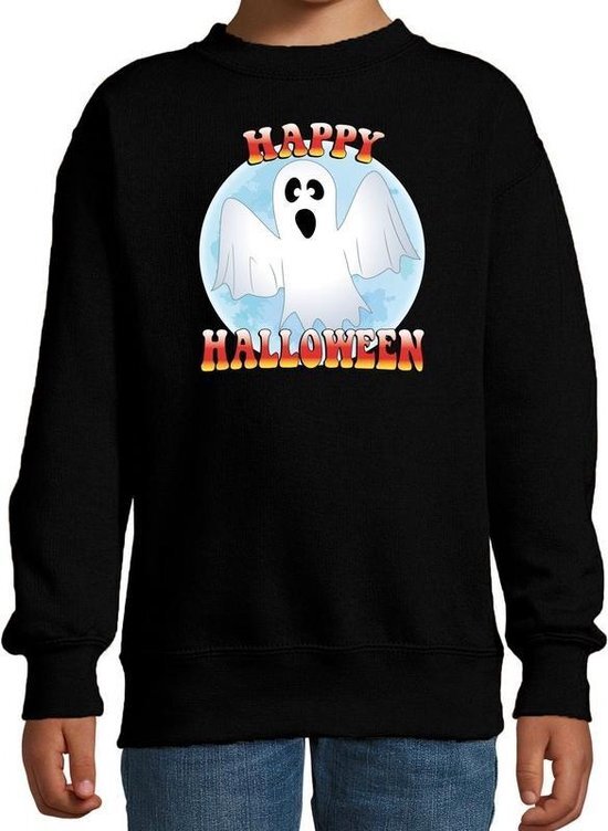 Bellatio Decorations Happy Halloween spook verkleed sweater zwart voor kinderen - horror spook trui / kleding / kostuum 7-8 jaar (122/128)