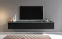 PIASKI meuble TV bas D 180 cm, meuble TV mural, noir mat