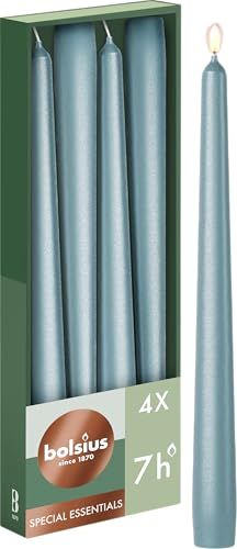 Bolsius - Gladde dinerkaarsen taps - Metallic blauw - 4 stuks - 24,5 cm - Decoratieve kaarsen - Brandduur 7 uur - Ongeparfumeerd - Bevat natuurlijke plantaardige was - Zonder palmolie