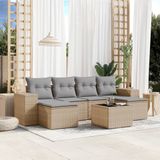 Maison Exclusive - Ensemble de meubles de jardin 7 pièces avec canapé et coussins, beige, en polyrotin