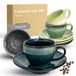 Set de 4 tasses à expresso en terre cuite faites à la main avec soucoupes