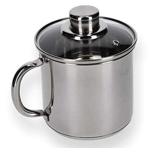 KADAX Hoge pan met glazen deksel - 1.2L - RVS - Zilver