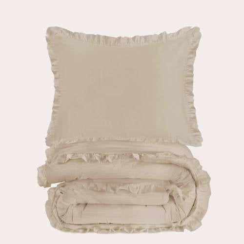 NOUS Living katoenen ruffle dekbedovertrek 1-persoons (140x200 cm)