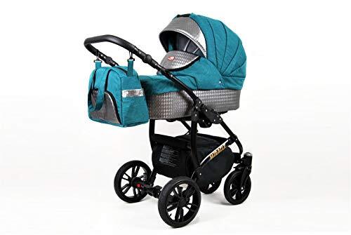 Lux4Kids Stroller Pram Pushchair 3in1 2in1 Buggy Autostoel Babystoel Sportstoel BlackOne 3in1 with car seat Zee Blauw