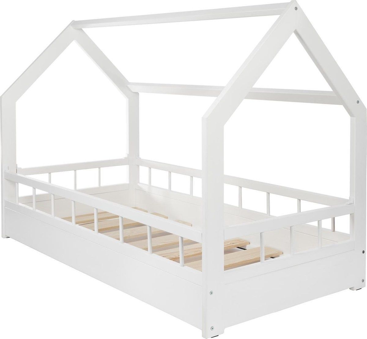 Viking Choice Huisbed - 160x80 cm - met hekje - wit