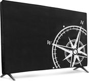 kwmobile TV hoes voor 24" TV cover - Beschermhoes voor televisie - Vintage Kompas design in wit / zwart