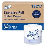 Scott Essential Professional 100% gerecycleerde vezel Bulk toiletpapier voor bedrijven (13217), 2-PLY standaard rollen, wit, 80 rollen/koffer, 506 vellen/rol