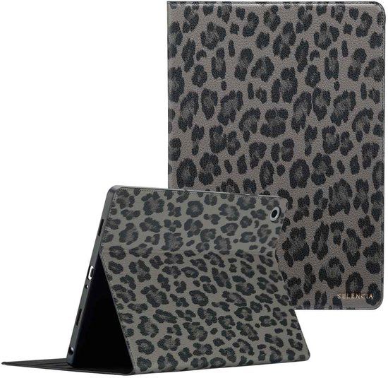 Selencia Tablet Hoes - Geschikt voor Samsung Galaxy Tab A9 Plus - Sabi Tablethoes met panterprint - Zwart