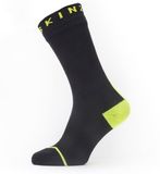 SealSkinz Waterproof All Weather Mid Length Sock Hydrostop Fietssokken - Maat XL(47-49) - Zwart/Neon geel