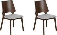 Beliani ABEE - Set van 2 Eetkamerstoelen - Donkerhout/Grijs - Retro & Vintage