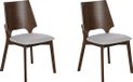Beliani ABEE - Set van 2 Eetkamerstoelen - Donkerhout/Grijs - Retro & Vintage