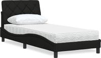 vidaXL Bed met matras, stof, zwart, 90x200 cm