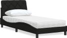 vidaXL Bed met matras, stof, zwart, 90x200 cm