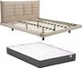 Vente-unique Cadre de lit tissu beige 140 x 190 cm