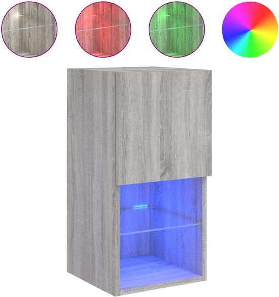 vidaXL TV-meubel met LED-verlichting, 30,5x30x60 cm, grijs sonoma eiken