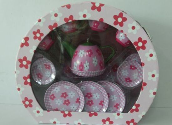 Theeservies met Bloemmotief - Roze