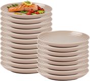 Plasticforte Assiette de camping ronde - 20x - incassable - D25 cm - beige - plastique