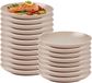 Plasticforte Assiette de camping ronde - 20x - incassable - D25 cm - beige - plastique