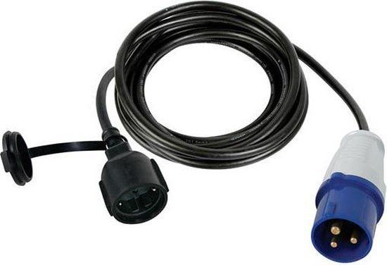 Perel Verloopkabel - 3m - H07RN-F - Type F naar CEE - 3680W - Blauw