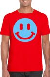 Bellatio Decorations Verkleed shirt heren - Smile / Emoticon - rood - carnaval/foute party - feestkleding XXL