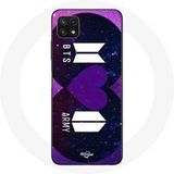 Maniacase Etui voor Samsung Galaxy A22 5G Bangtan Sonyeondan Logo BTS en Logo ARMY I Purple You