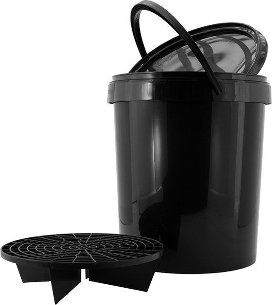 Voodoo Ride Emmer 15 Liter Zwart met Deksel en Grid