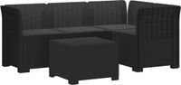 vidaXL 4-Persoons Tuinbank met Kussens Rieten Look PP Antraciet