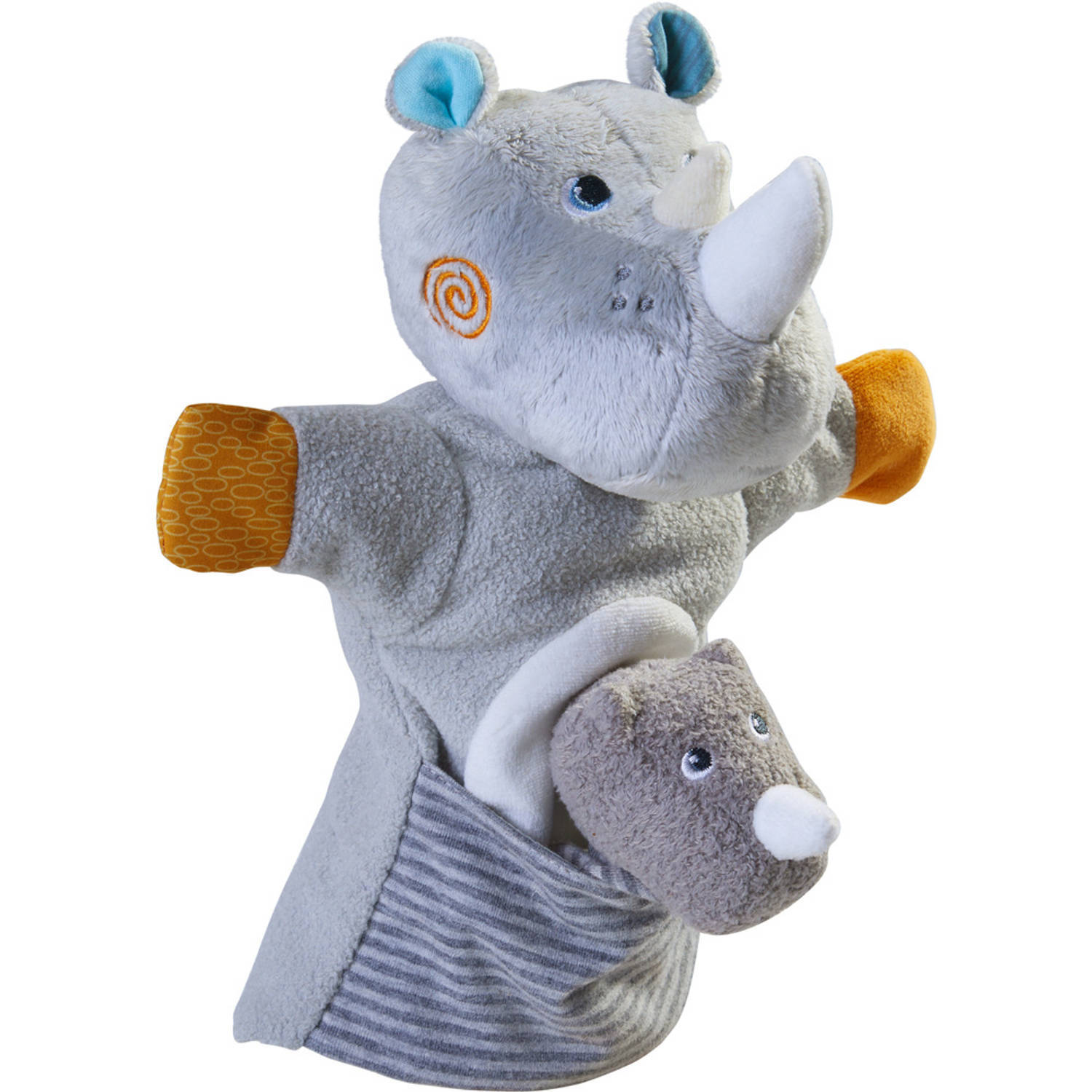 Haba Handpop Neushoorn Junior 30 X 22 Cm Polyester Grijs