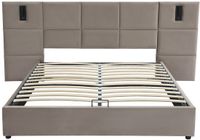 Vente-unique Bed met opbergruimte fluweel taupe 160 x 200 cm