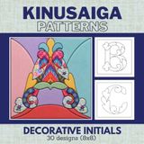 Kinusaiga Patterns of 30 Decorative Initials size 8 by 8 Japanese No Sew Fabric Art for Artists and Hobbyists
