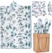 Boîte cadeau en papier de soie Eucalyptus 100 pièces Feuilles vertes Décor botanique Vert Cadeau Boho Herbes Décoration Emballage Sac pour mariage anniversaire bricolage arts artisanat fête