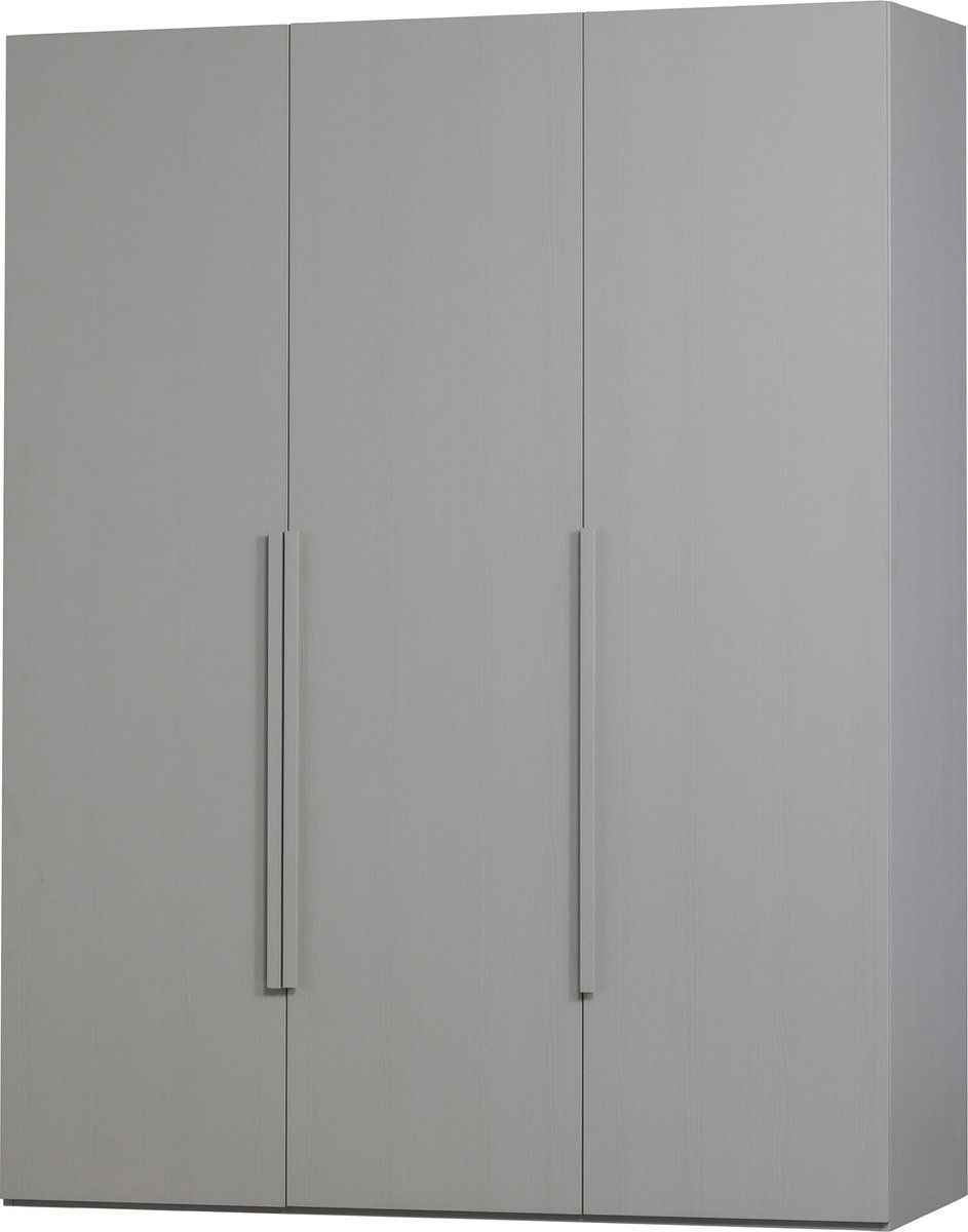 WOOOD Rens 3-Deurs Kledingkast - Noten/Grijs - 210x165x58cm - Industrieel