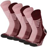 Xtreme Sockswear Wandelsokken - 6 Paar – Wandel Sokken Unisex – Katoen met Coolmax – Multi Burgundy – Maat 39/42