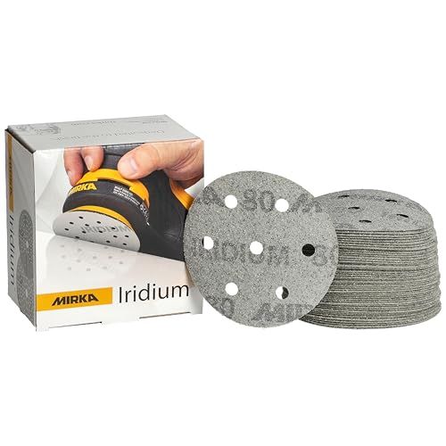 Mirka Iridium Premium schuurpapier Ø 90mm Klittenband 7-gaats, korrel 80, 50 stuks