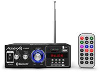 Audibax Kansas HiFi-audio-versterker, bluetooth-verbinding, 40 W + 40 W, ingangen voor microfoons, SD en USB, stereo-hifi-versterker met MP3-speler en FM-radio