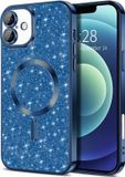 Techsuit Hoesje geschikt voor Apple iPhone 16 - Luxury Glitter Back Cover - Geschikt voor MagSafe - Donkerblauw