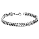 Lucardi - Heren Stainless steel herenarmband gourmetschakel - Armband - Staal - Zilverkleurig - 21 cm