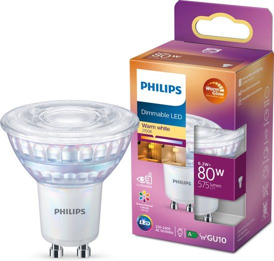 Philips LED Philips Dimbare LED Spot GU10 Warm Wit | 575 lm | 6.2W