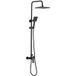 Auralum Colonne de douche noire 2 fonctions ensemble de douche en laiton avec douchette de tête rectangle, haute réglable 90-120 cm