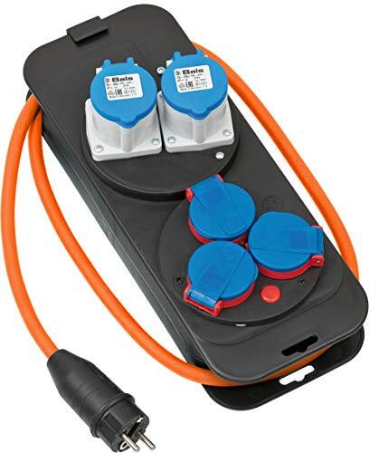 Brennenstuhl Camping Verdeelkast / Stroomverdeler 16A (1,5m H07RN-F 3G2,5 kabel in oranje, voor camping en permanent gebruik buitenshuis IP44, met veiligheidsstekker, Made in Germany)