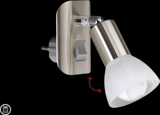 Briloner Leuchten Leeslamp, stekkerlamp, stekkerspot, E14, 25 watt, draai- en zwenkbaar, mat nikkel