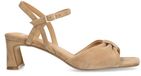 Manfield Dames Beige Suède Sandalen met Hak - Maat 38