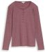 Tom Tailor - Henley-shirt met lange mouwen en geribde structuur - Maat M - light pink preppy plum stripe