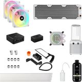 CORSAIR Hydro X Series iCUE LINK XH405i Gepersonaliseerde Koelset – Waterkoellus met Hardline-Buizen – XC7 ELITE CPU-Waterblok – XD5 ELITE D5 Pomp/Reservoir – 3x QX120 RGB-Ventilatoren – Wit