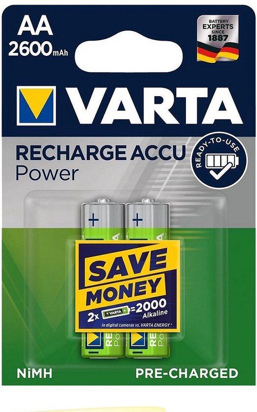 Varta AA Oplaadbare Batterijen - 2600 mAh - 2 stuks