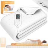 KESSER® Couverture chauffante électrique avec télécommande à arrêt automatique | couverture chauffante avec 3 niveaux de température | pour le chauffage du matelas | en polaire douce - Blanc sans motif (150 cm x 80 cm)