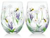 Verre à vin peint à la main avec marguerite et abeille pour occasions spéciales