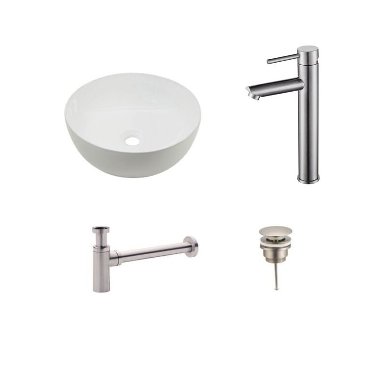 Badkamerplanet Waskomset Pisa Keramiek met RVS Kraan 40,5x40,5x14 cm